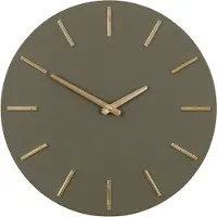 Mica Decorations Wandklok - donker groen - D36 cm - aluminium - muur klok - rond