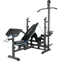 Thunder VIGOR-C Fitnessbank met Haltersteunen - Multifunctioneel Krachtstation met Lat Pulley, Leg Press & Butterfly