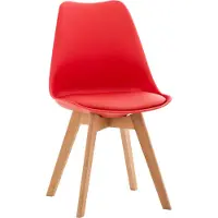 CLP Stoel Linares - kunststof, houten poten in natuurhoutkleur - Rood