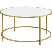 Leobert Ronde Salontafel – Ø84 cm – Wit Tafelblad & Goud Stalen Frame – Elegant Design met Verstelbare Poten – 30 kg Draagvermogen