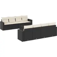 vidaXL 9-delige Loungeset met kussens poly rattan zwart