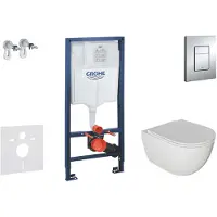 GROHE Rapid SL - Voorwand montageset, Oudee toilet en softclose zitting, Skate Cosmopolitan bedieningsplaat, chroom SANI11BA1104