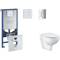 GROHE Rapid SLX - Set voor inbouwinstallatie, toilet, SoftClose zitting en Skate Cosmopolitan knop, chroom SANI11BB2101