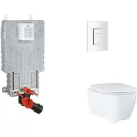 GROHE Uniset - Set voorwandinstallatie, toilet, SoftClose zitting en Skate Cosmopolitan knop, alpenwit SANI15BB3113