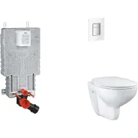 GROHE Uniset - Set voor inbouwinstallatie, toilet, SoftClose zitting en Skate Cosmopolitan knop, Moon White SANI15BB3103