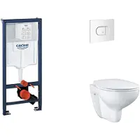 GROHE Rapid SL - Set voor inbouwinstallatie, toilet, SoftClose zitting en Arena Cosmopolitan knop, alpenwit SANI11BB3120