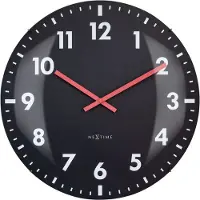 Nextime Grote Wandklok 50cm Koepelvormig Glas Lens-Stil-Zwart-Glass-NeXtime Duomo 50