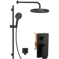 Kielle Vega - Doucheset met inbouwkraan, voor 2 toepassingen, met accessoires EcoSpare en hoofddeel, zwart 20618SP24