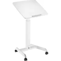 Worktrainer - Mobispot Wit - Hoogte 76 - 113 cm - Breedte 60 cm - Klein gasveer zit-sta bureau - Verrijdbare tekentafel - Lessenaar met Gasveer bediening