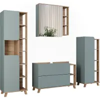 Vicco Badkamermeubelset Karen, Sonoma/Blauw, 4-delig