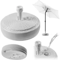 Kadax Parasolstandaard, ronde parasolstandaard, parasolhouder vulbaar met zand water of grind, standaard van kunststof voor tuin, terras, strand (versie 2 rond, wit)