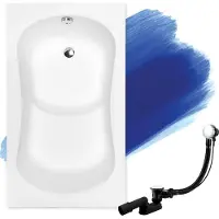 Badland Badkuip, rechthoekig, model Aria, 120x70 cm, inclusief afvoer en poten. GRATIS, zonder afwerking