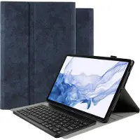 Cazy Samsung Galaxy Tab S8 Plus Hoes met Toetsenbord - 12.4 inch - AZERTY Vintage - Blauw