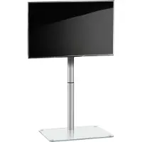 VCM Alani TV-meubel met glazen voet, Zilverkleurig, helder glas.