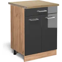Vicco R-Line Keukenonderkast – 60 cm met lade, WB Eik Antraciet Hoogglans