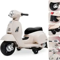 Sun baby Vespa Elektrische Kinderscooter, kindermotorfiets 18-36 maanden 2,5 km/u Rijtijd 45 minuten (Ecru)