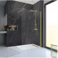 Schulte douchewand - inloopdouche - 100x200 - goud - transparant veiligheidsglas - antikalk