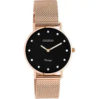 Oozoo Vintage series - rosé goudkleurige horloge met rosé goudkleurige metalen mesh armband - C20244 - Ø32