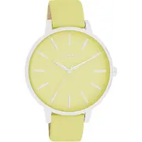 Oozoo Zilverkleurige horloge met limoen groene leren band - C11360