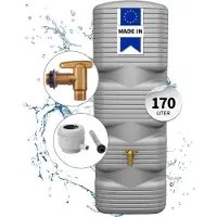 Graf QUADRO wandtank complete-set 170 L betongrijs incl. kunststof uitloopkraan en regenpijp aansluiting