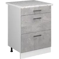 Vicco R-Line Keukenonderkast – 60 cm met laden, met marmeren werkblad Beton