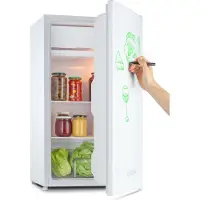 Klarstein Spitzbergen – Koelkast, energie-efficiëntieklasse E, vriesvak, ZestfulART-design: beschrijfbare deur inclusief marker, 2 deurvakken, wit, 90 liter