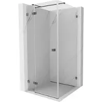 Mexen Lunar T scharnierende linker douchecabine 80 x 80 , transparant, geborsteld geweergrijs - 834T-080-080-66-00-L
