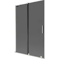 Mexen Velar L badwand tweedelig schuifbaar 120 x 150 , grafiet, geborsteld nikkel - 896-120-003-41-97