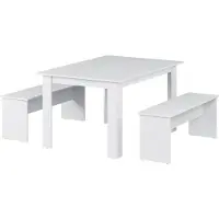 Vicco Sentio Eettafel set – 137.6 x 92.8 cm met 2 banken Wit