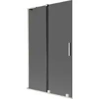 Mexen Velar L badwand 2-delig verschuifbaar 110 x 150 , grafiet, geborsteld nikkel - 896-110-003-41-97