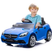 Sun baby Mercedes elektrische kinderauto van 3 jaar, motorvermogen 2x30W, stuur met geluid, veiligheidsgordels (Blauw)