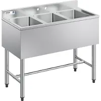 Vevor 3-delige keukenspoelbak met spatbescherming en efficiënte afvoer (978 x 470 x 838 mm)