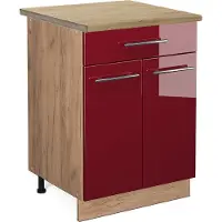 Vicco Fame-Line Keukenonderkast – 60 cm met lade, WB Eik Bordeauxrode hoogglans