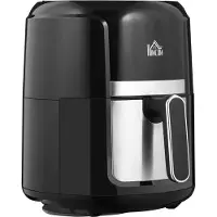 HOMCOM Friteuse zonder olie, 4 liter, airfryer 1300W, 12 programma's, touchscreen, instelbare temperatuur, automatische uitschakeling en anti-aanbakmand, 85% minder vet, BPA- en PFOA-vrij, zwart