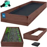 KOTARBAU Diepe Bed Houten Bloembak 200x80x27cm Ge?mpregneerde Plantenbakken Bruin Verhoogd