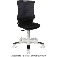 Topstar kinderbureaustoel S'neaker, zonder armleuningen, doorlopende zitting, 3D-gaasrugleuning, , witte kruisvoet, donkergrijs/zwart
