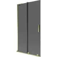 Mexen Velar L badwand 2-delig schuifbaar 100 x 150 , grafiet, goudkleurig - 896-100-003-41-50