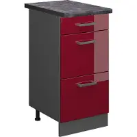 Vicco R-Line Keukenonderkast – 40 cm met laden, WB Antraciet Rode hoogglans