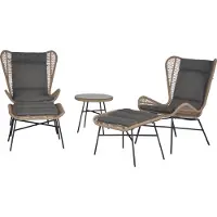 Ebuy24 Thame tuinmeubelset met 5 delen, incl. kussen, zwart, naturel en grijs.