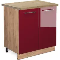 Vicco Wastafelkast Fame-Line Bordeauxrode hoogglans 80 cm , WB Eik, Model 46684