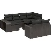vidaXL 11-delige Loungeset met kussens poly rattan zwart