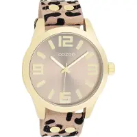 Oozoo Timepieces - Goudkleurige horloge met leren band - C1097