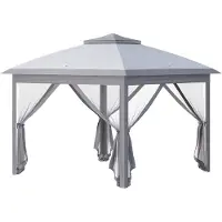 Outsunny Pavillon Metall, Polyester Grau