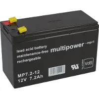 Multipower MP7,2-12 Loodaccu 12 V 7.2 Ah Loodvlies (AGM) (b x h x d) 65 x 102 x 151 mm Contactpolen Onderhoudsvrij, Geringe zelfontlading, VDS-certificering