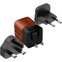 Energizer A20MUWO Multi Plug Oplader Reisstekker (US, UK, EU) | 20W - 4A (Walnoot Kleur)