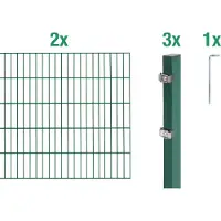 Alberts 653613 dubbelstaafmat hekwerk als 6-delige complete hekwerkset, groen, hoogte 160 cm, lengte 4 m