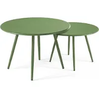 Oviala - Set van 2 ronde salontafels van groen cactus staal - Palavas