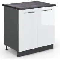 Vicco Keukenonderkast Fame-Line, Wit Hoogglans/Antraciet, 80 cm antraciet werkblad
