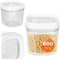 Kadax Voorraaddoos, transparante opbergdoos van kunststof, luchtdichte voorraaddoos met deksel, voor meel, muesli, suiker en pasta (600 ml, wit)
