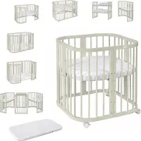Waldin W2 Combibed 7‑in‑1 - Olive inclusief matras